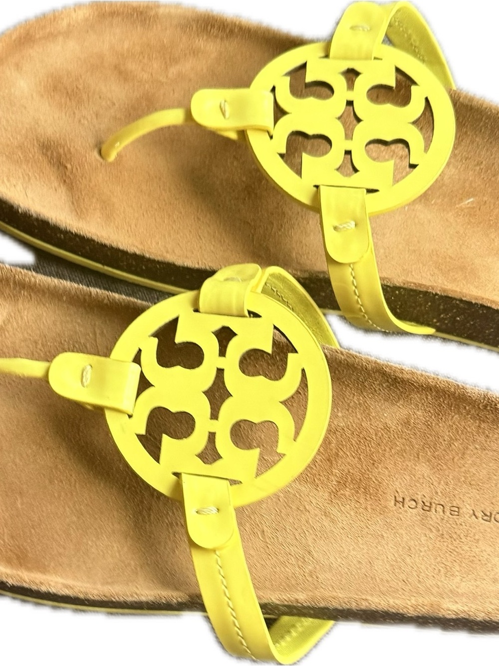 Tory Burch Yellow Logo Thong Sandals - Picture 2 of 3